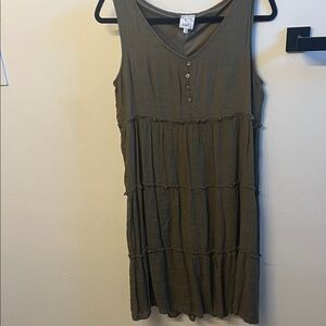 Olive Sleeveless Tiered Sun dress
